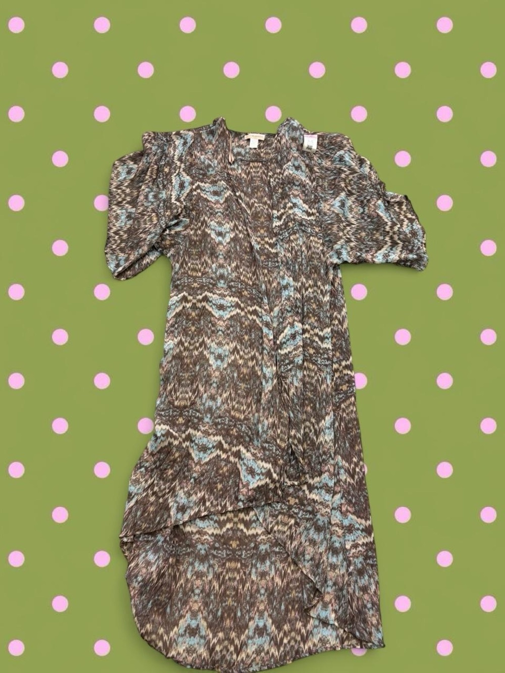 Band of Gypsies Brown & Light Blue Printed Girls' Dress
